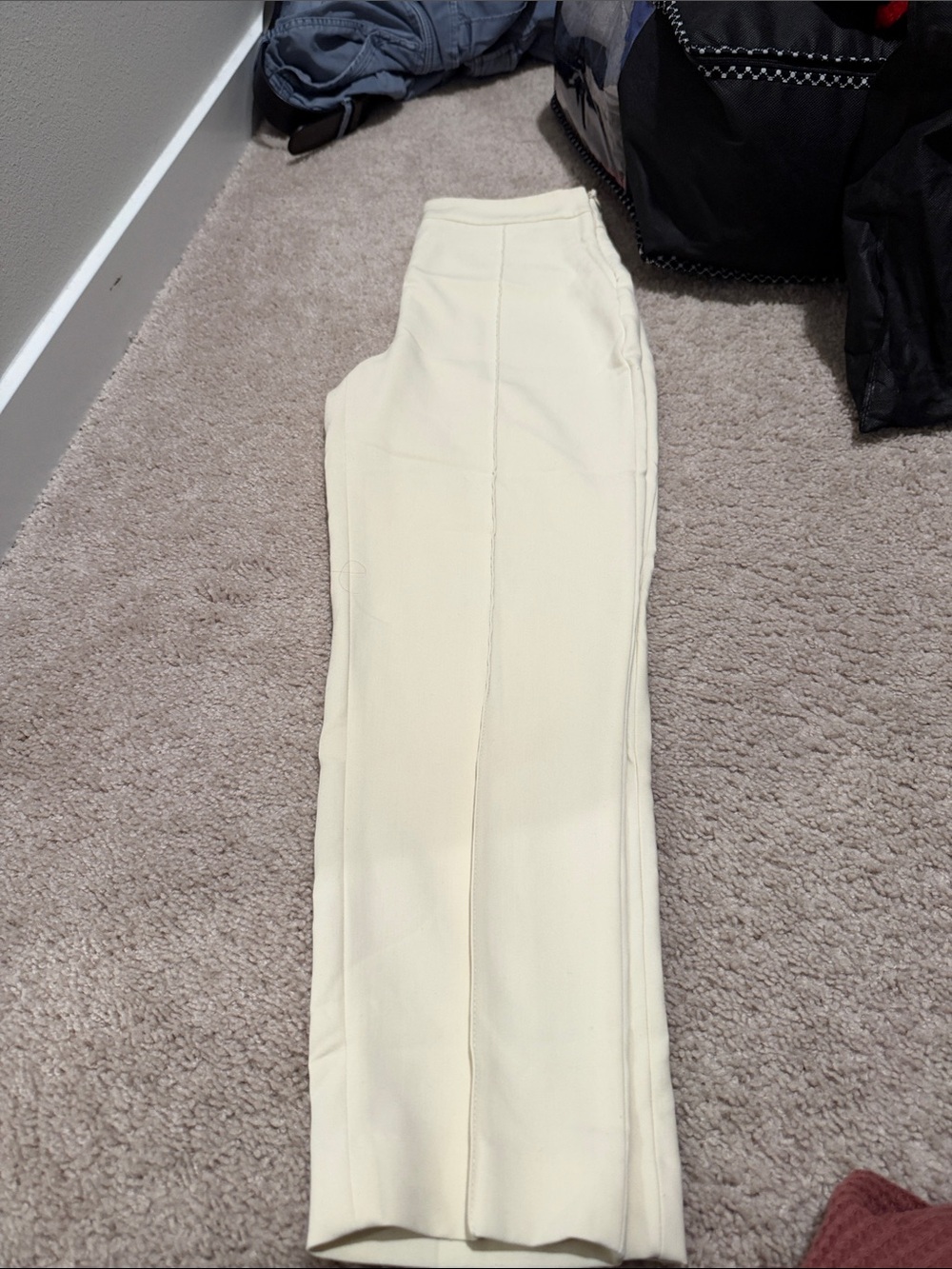 Zara Cream High-Waist Straight Trousers